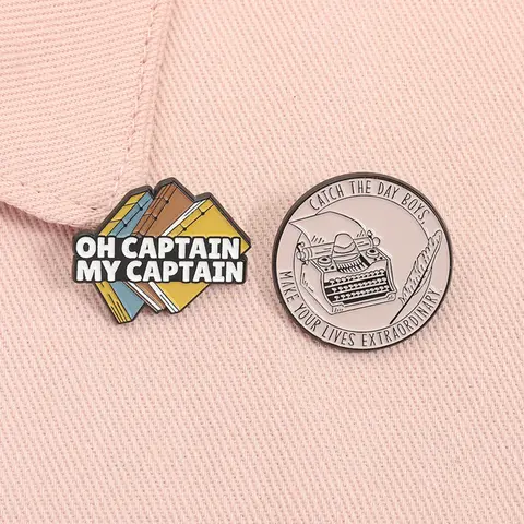 Poetas mortas sociedade comédia filme esmalte pino oh capitão meu capitão literatura livros broche lapela crachá jóias presente para amigos