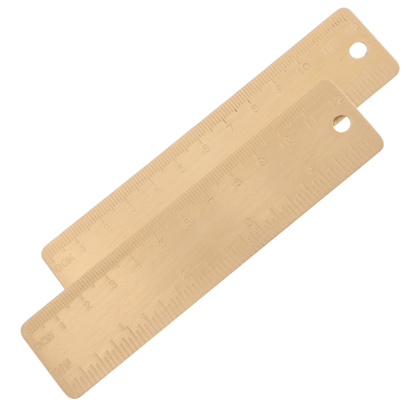 2pcs 12Cm Brass Compact Metal Measuring Tool Dual Scale Cm Inch Precision Straight Ruler For Drawing Architectural Design