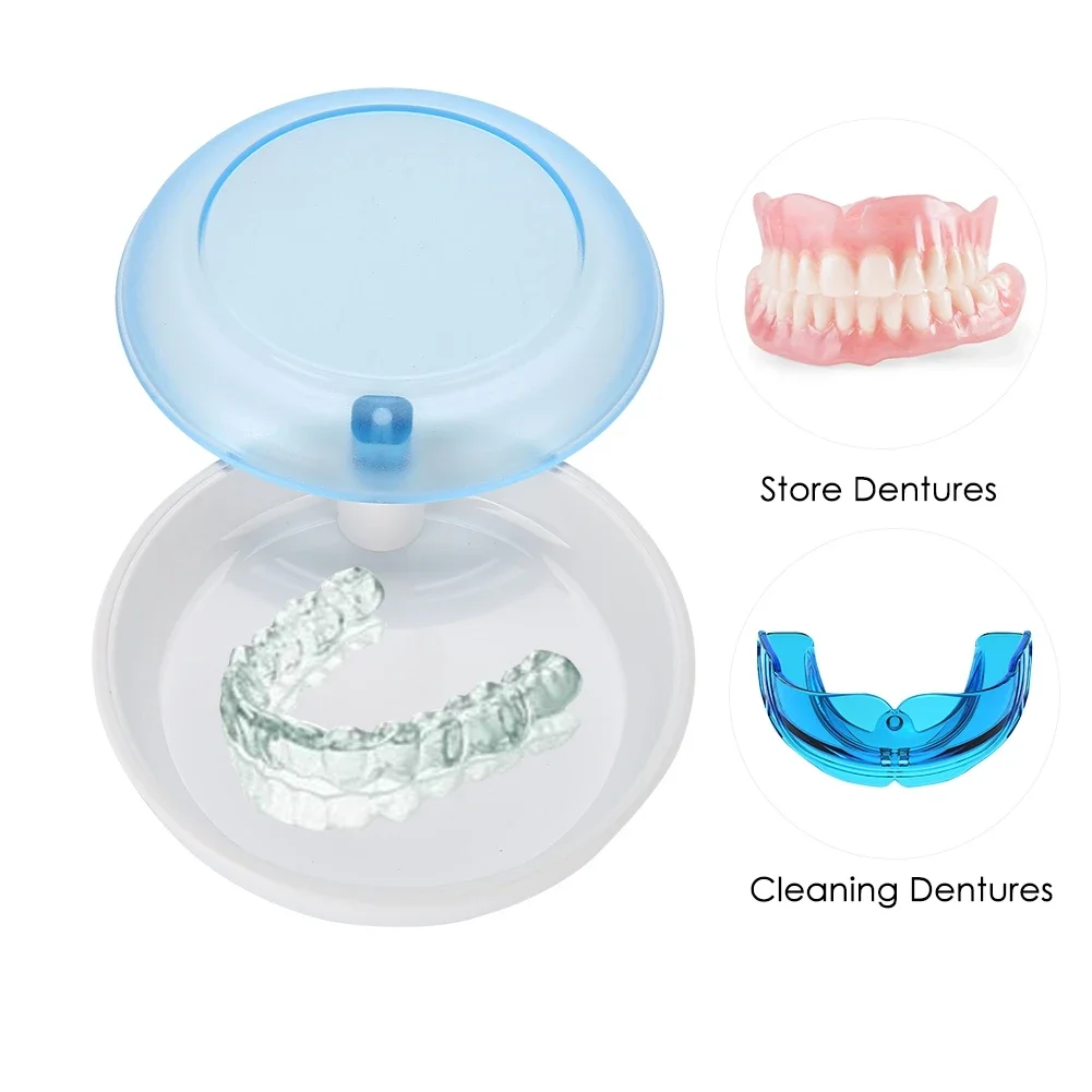 

Portable rotating tooth storage box orthodontic bracket box cute storage box denture care protection dental tools