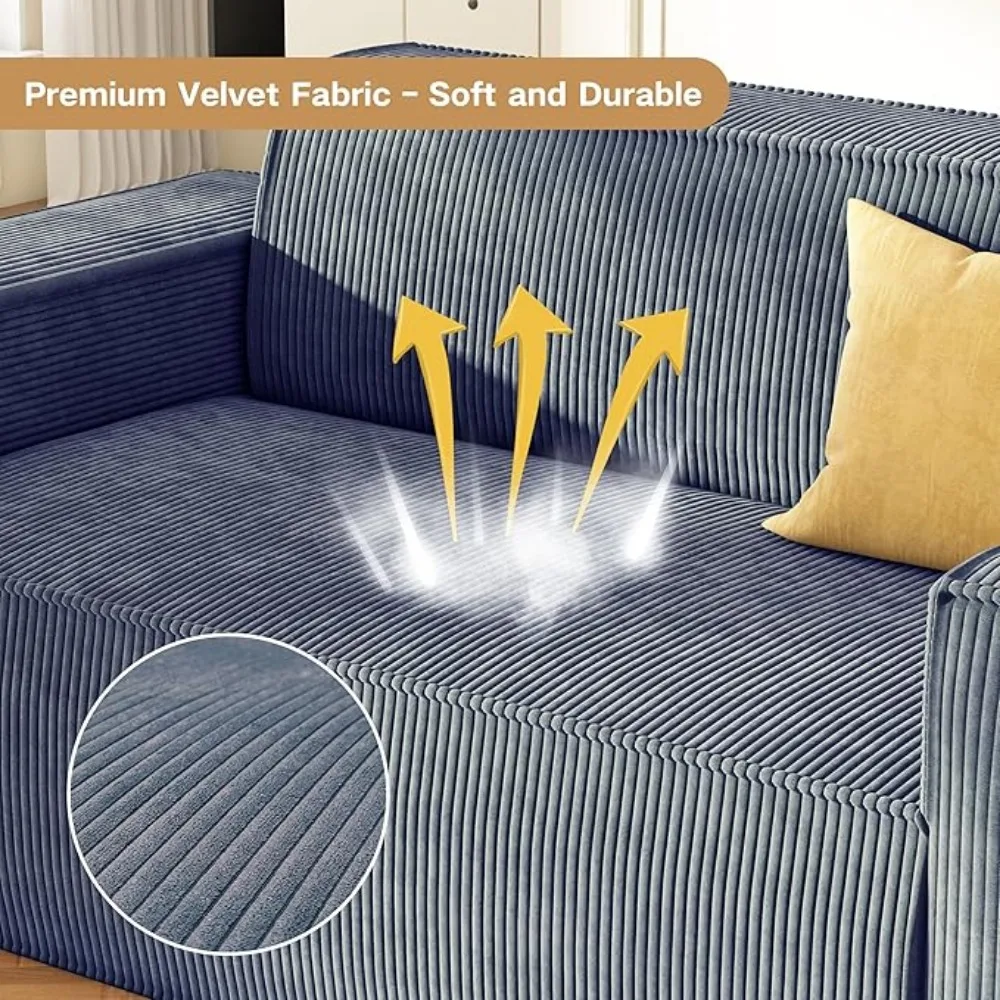 Memory Foam 2-Seater Couch,Modern Corduroy Fabric Loveseat Sofa,Sofa-in-a-Box,Grey Living Room Sofas for Bedroom Apartment image 3
