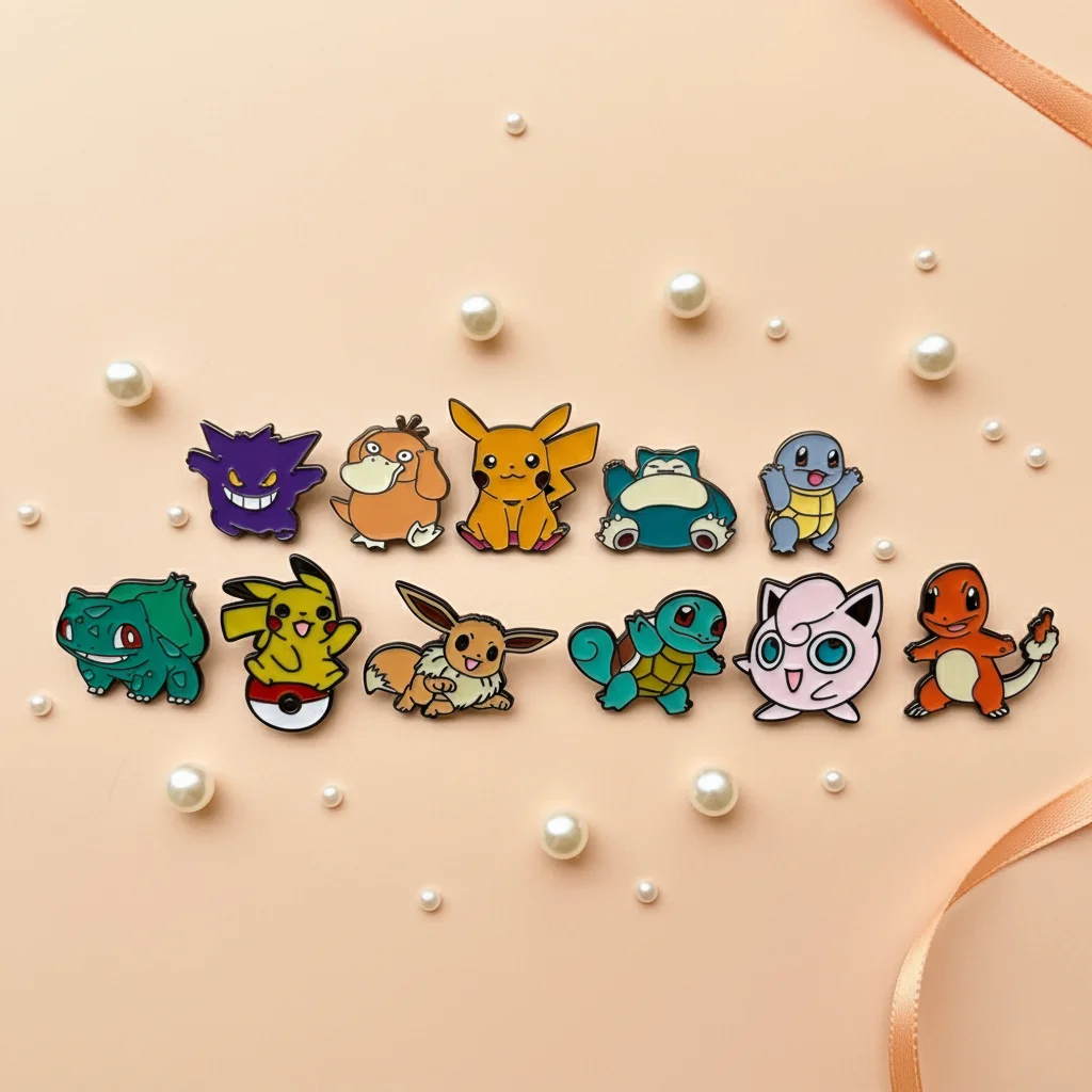 11 Pcs Pikachu Gengar Enamel Pins Set Creative Bandage Brooches for Backpack Clothes Personalized Metal Emblem Accessories Gift