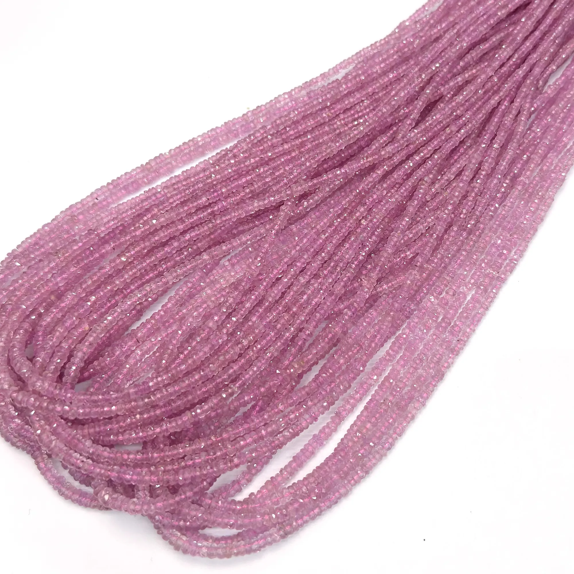 

7A pink sapphire roundelle faceted 2-3.5mm for DIY Jewelry Necklace 43cm LOOSE BEADS nature