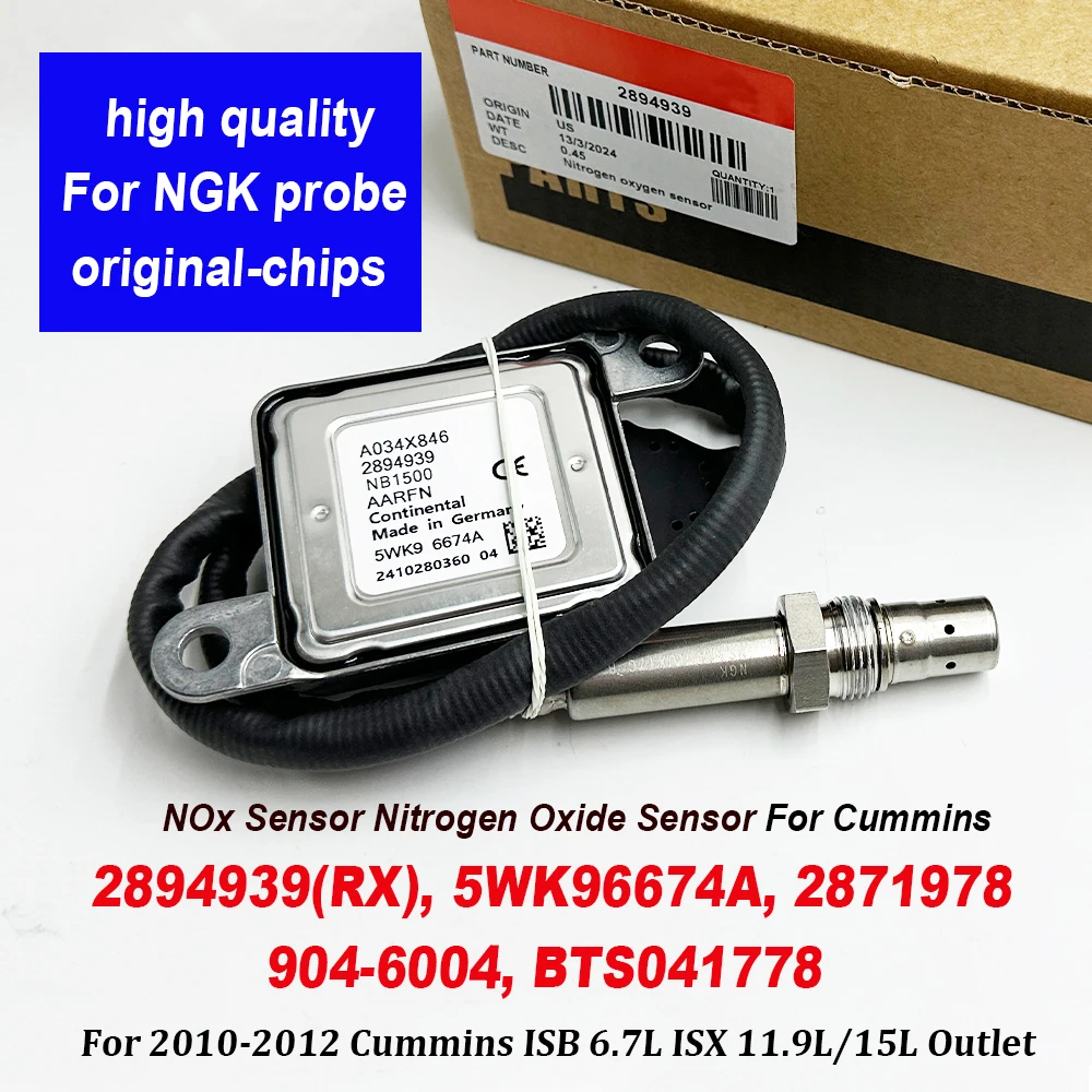 

For Cummins ISB 6.7L ISX 11.9/15L Outlet NOx Sensor 2894939 5WK96674A 2894939RX Nitrogen Oxygen For NGK Probe 904-6004 BTS041778