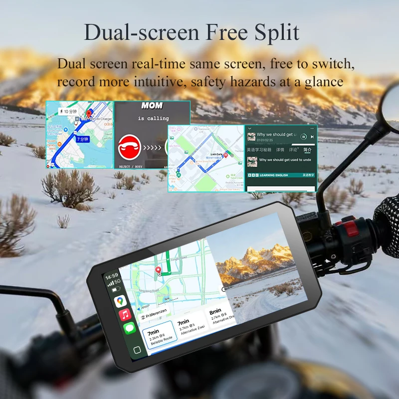 Gallop Sprite 5/6 inch Motorcycle Navigation Display Screen Wireless CarPlay Android Auto Portable Digital Motorcycle Dashboard