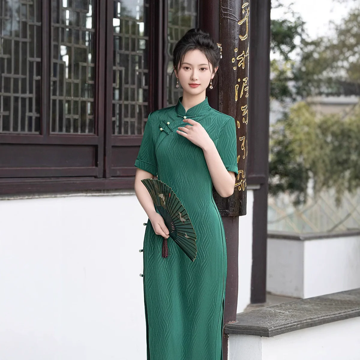 Cheongsam Sexy de manga corta para mujer, Qipao elegante, suelto, tradicional china, vestido largo de fiesta de noche, Vestidos de talla grande 4XL