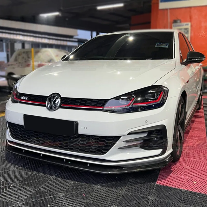 Dla VW Golf MK7.5 Golf 7.5 GTI GTD GTE 2017-2020 TCR Style 3PCS Zderzak przedni Podbródek Canard Spoiler Splitter Przednie pokrowce wargowe