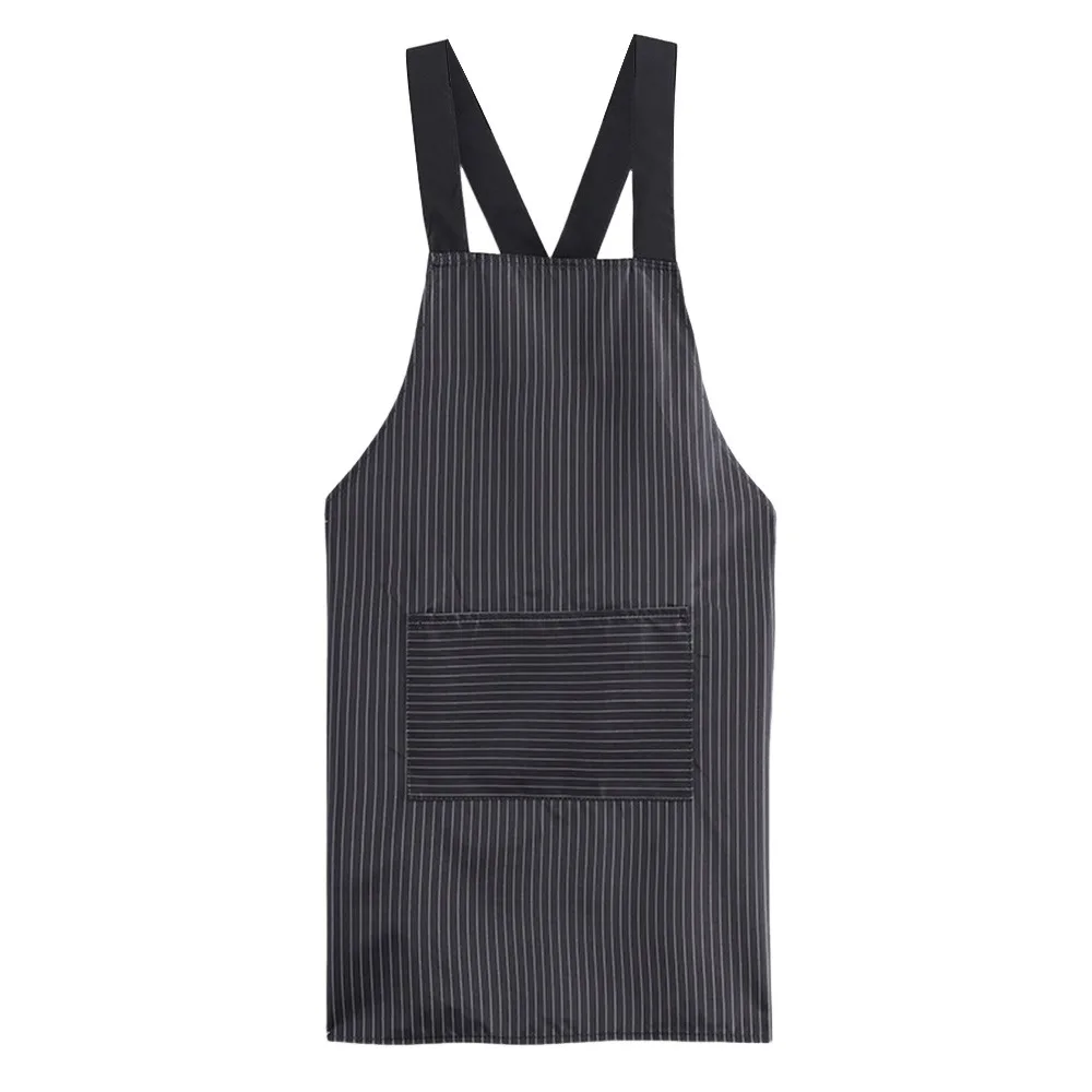 

Waterproof Kitchen Apron Anti-fouling Sleeveless Restaurant Uniform Striped Style Cross Back Catering Work Clothes Universal