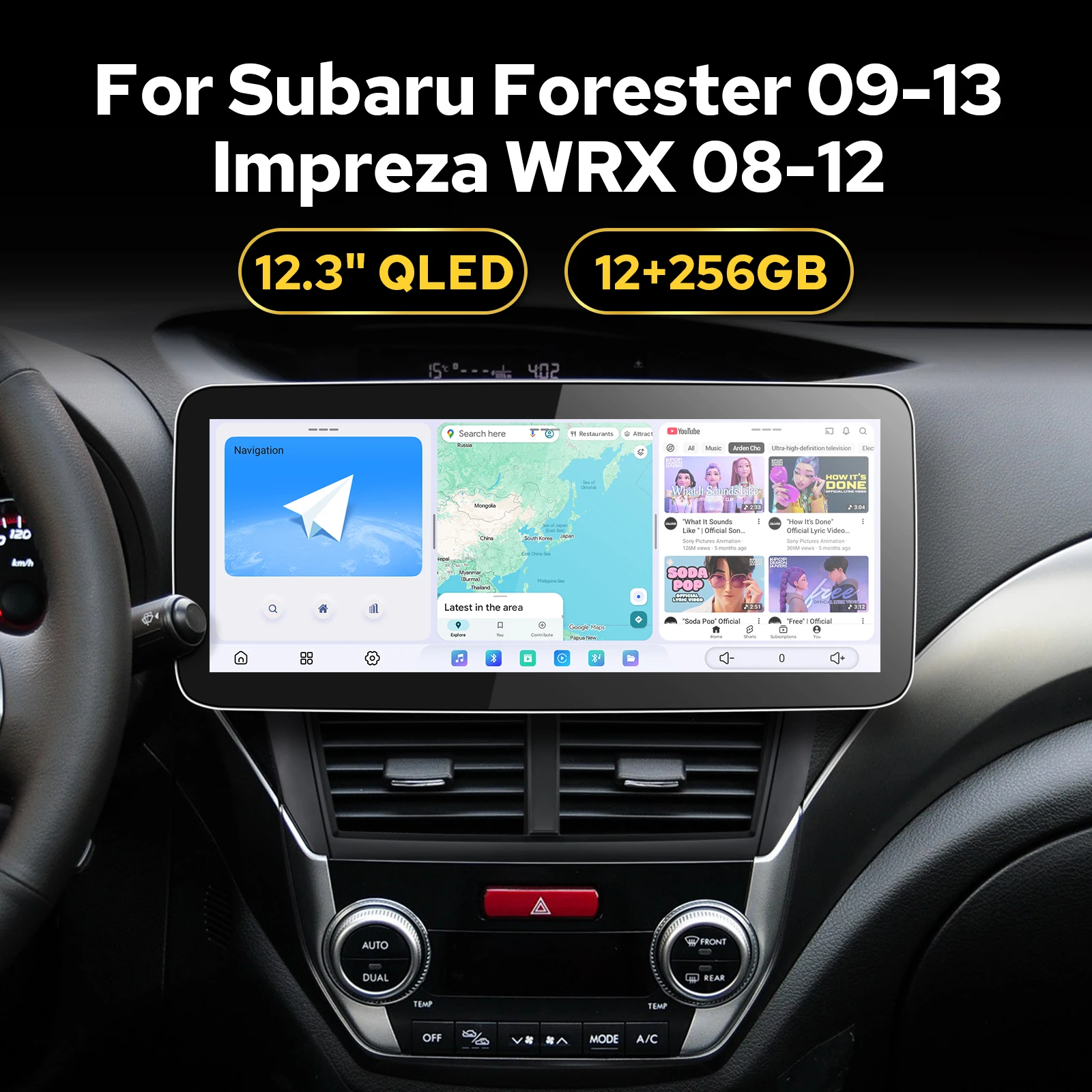 12.3 Inch Car Multimedia System Car Stereo For Subaru Forester 2009-2013 Impreza WRX 2008-2012 Dual Bluetooth HDMI Input/output