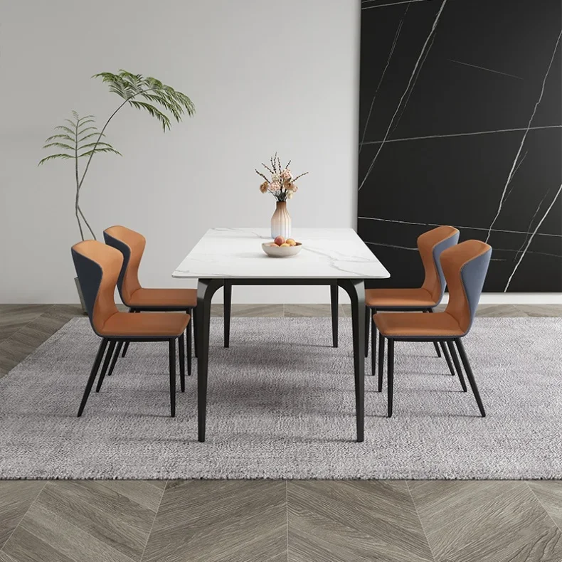 

-Marble Dinner Table Artificial White Marble Dinning Table Modern Metal Leg Furniture Luxury Hotel Restaurant Dining Table