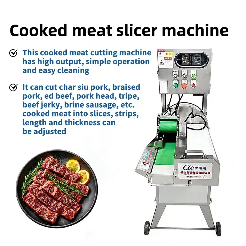 304 Stainless Steel Cooked Meat Slicer Automatic Cooked Chicken Duck Bacon Slicing Machine Hotel Meat Processing Equipment