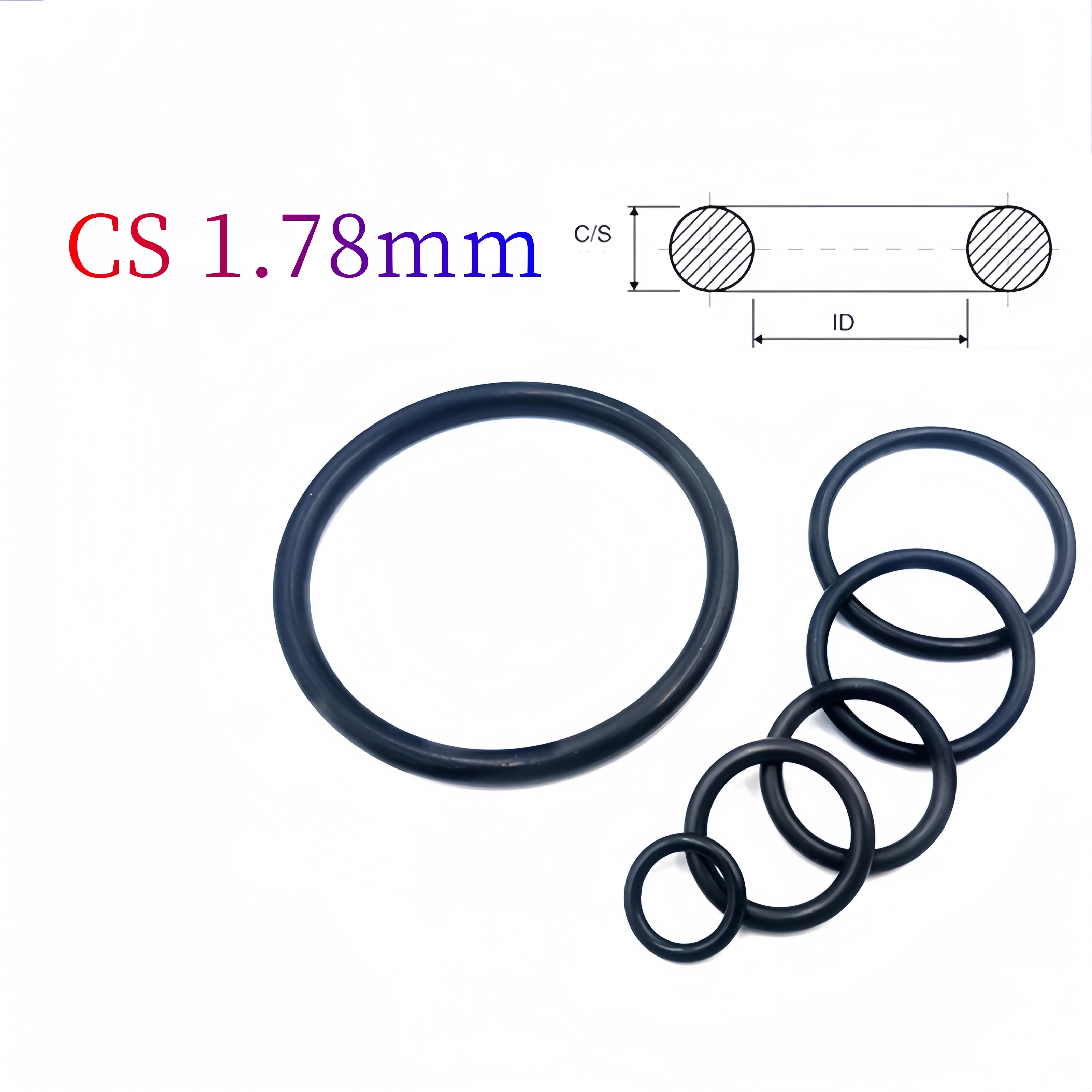 Custom EPDM 70 O-Rings, 1.78mm Cross-Section, Gasket Cushion, Weather, Ozone, UV, Chemical, Acid & Alkali Resistant, Black