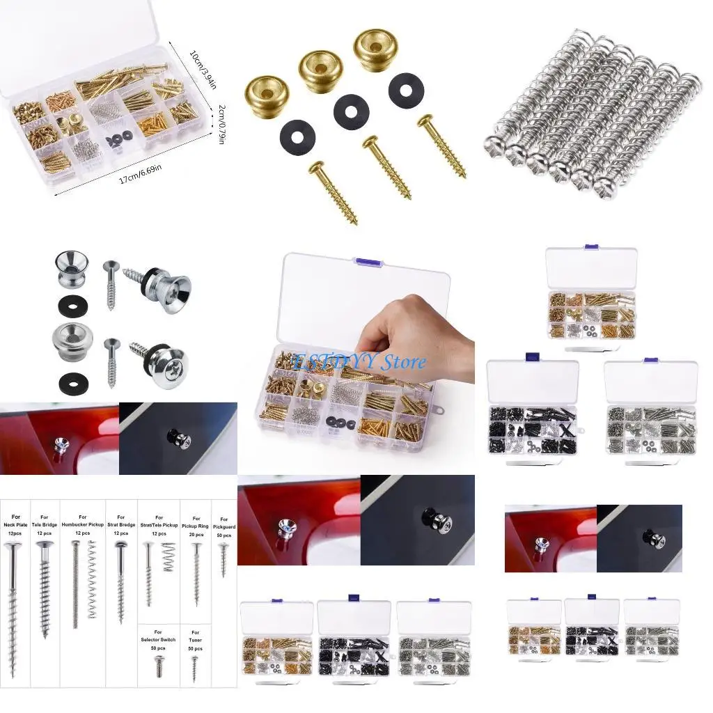 

G6DE 254 Pieces 9 Types Guitar Mounting Screws Assortment Box for Guitar Pickguard, Tuner, Neck Plate with Springs & Tweezers