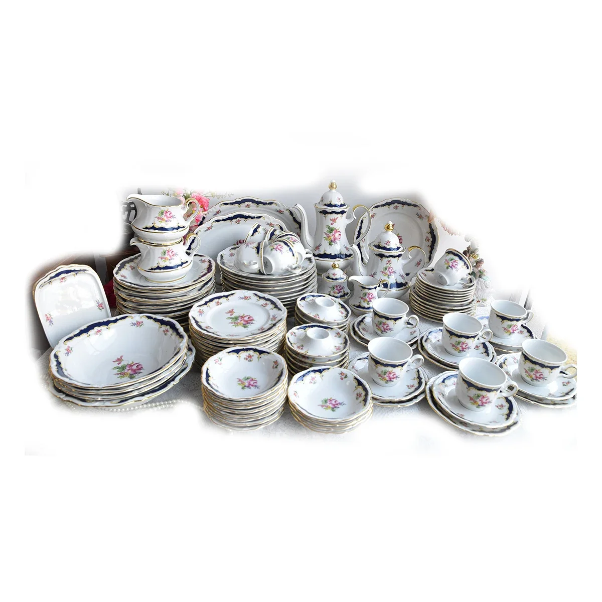 

Dinner Set Bavari Germany Vintage Dinner Tea Set Porcelain Cup Set Vintage Teacup Pot Milk Sugar Teacup and Saucer