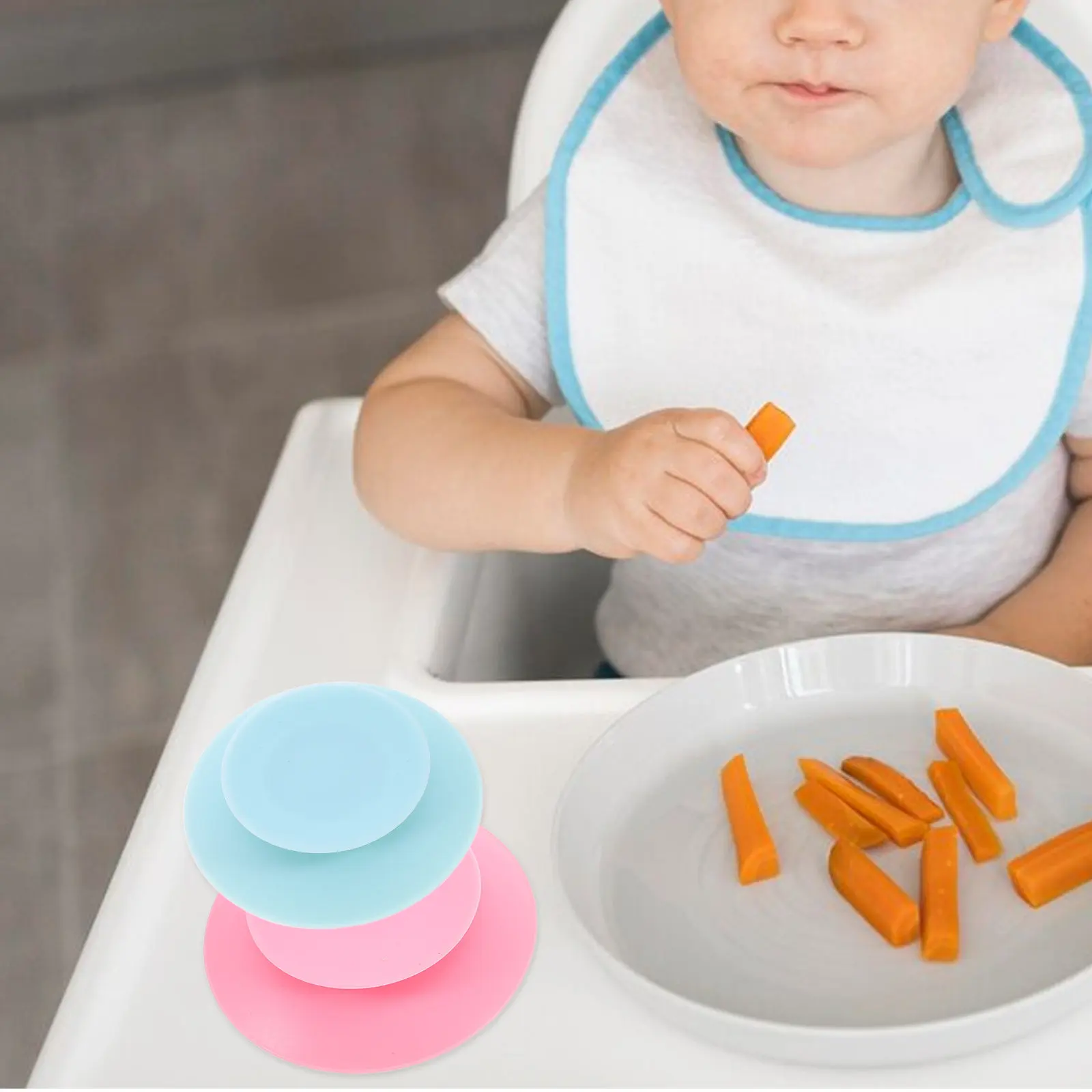

4Pcs Baby Anti-Slip Bowl Suckers Double Sided Silicone Suction Cups Non-Slip Utensil Holder Portable Tableware Fixing Pads