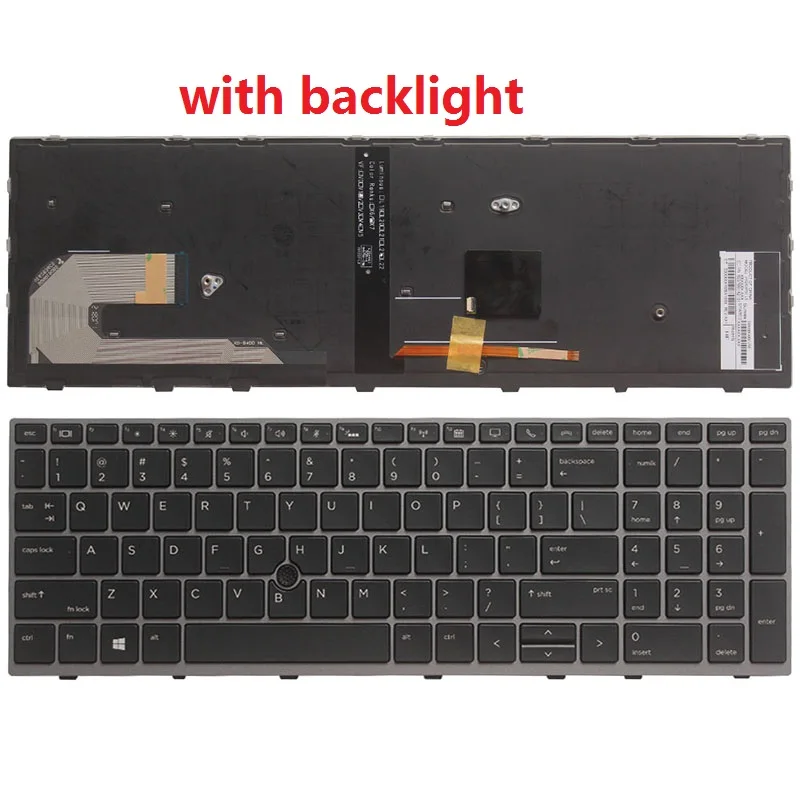 New US Laptop keyboard For HP EliteBook 850 G5 with Pointing stick silver frame with backlit/without backlit