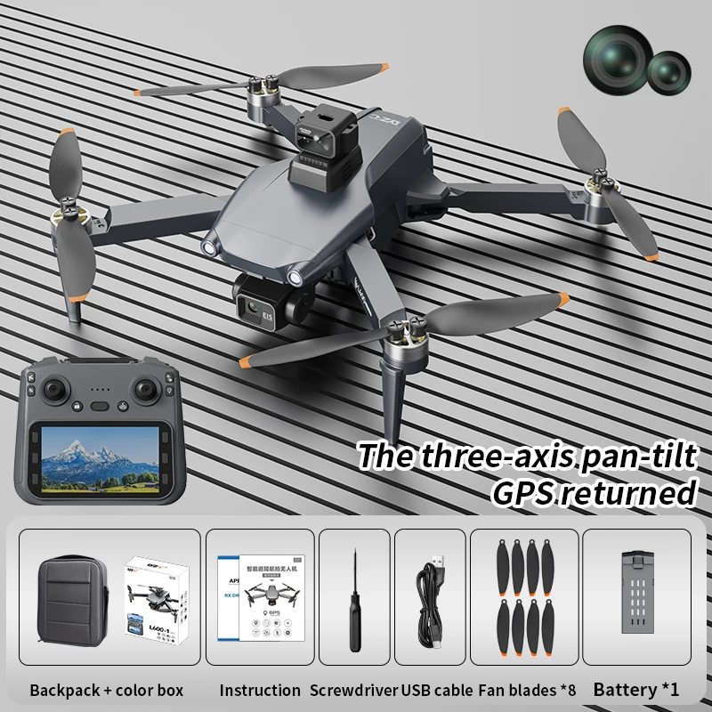 Originele L600 PRO MAX GPS Drone Professionele 3-As PTZ HD Dual Camera Obstakel vermijden Borstelloze Motor 5G WIFI RC Quadcopter