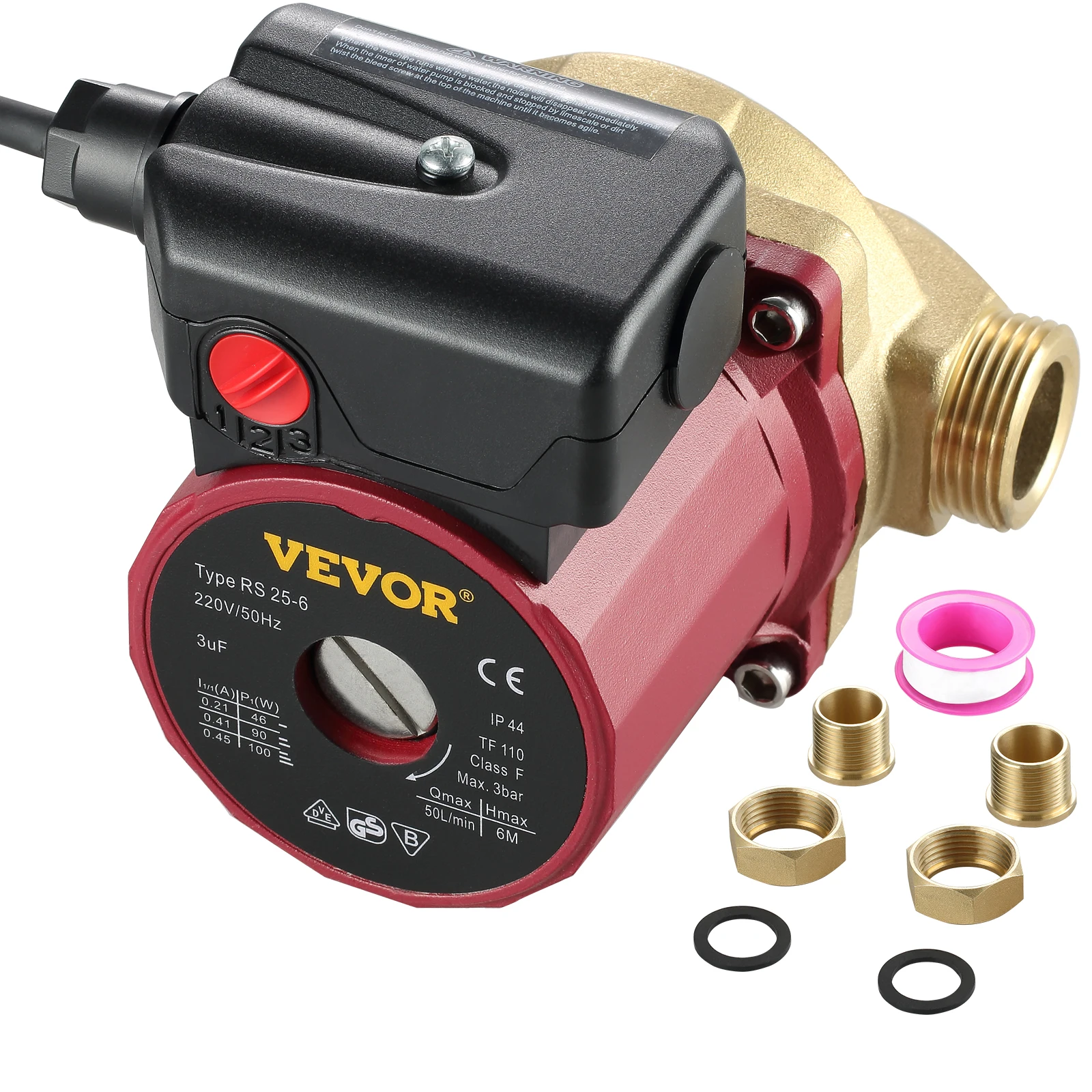 VEVOR Hot Water Circulation Pump 0.6Inch 5.3 GPM 90W Water Booster Pump for Bar Electronic Automatic Home Shower Washing Machine