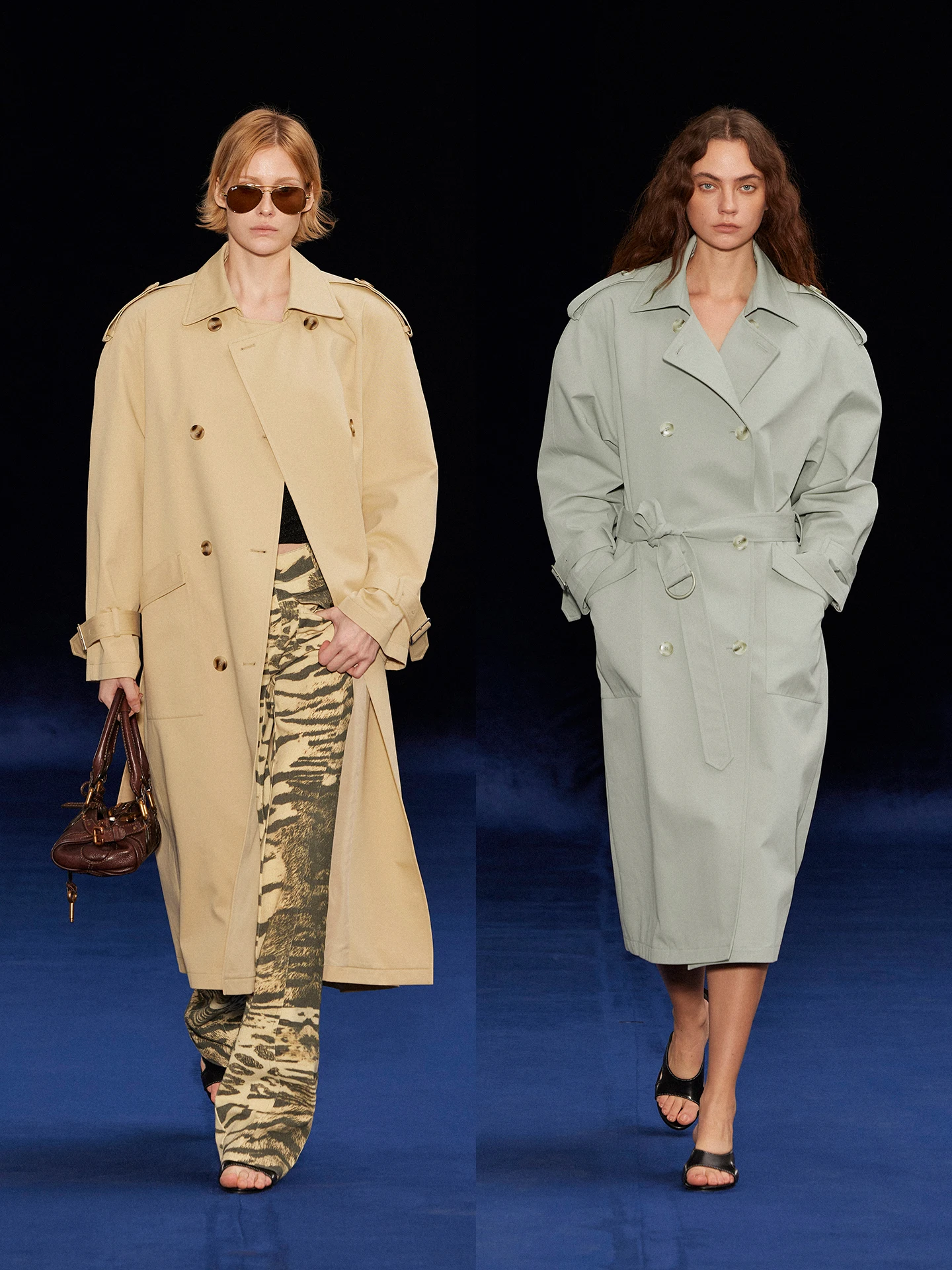 

Long Double-Breasted Coat Collar Arc oulder ape Randpiee Random Series Women's Spring Cotton Windbreaker Coat