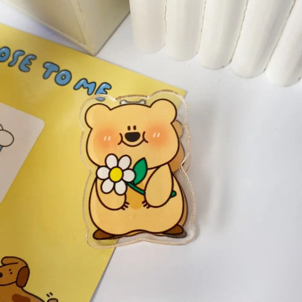 Fun Cartoon Bear Double sided Folder Cute Acrylic Pp Note Clip Multi-purpose Multifunction Hand Account Folder Student