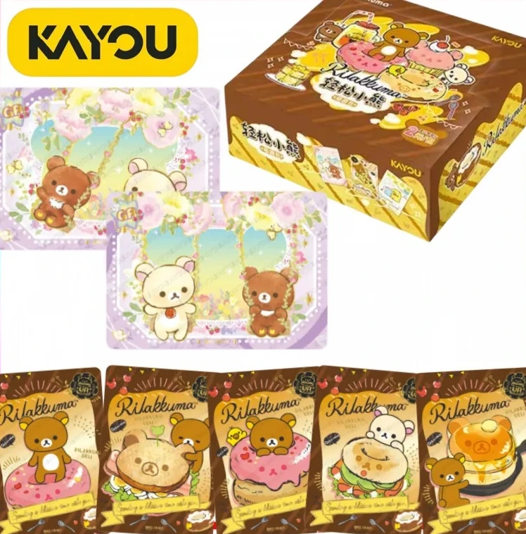 Tarjetas Coleccionables Oficiales KAYOU de Rilakkuma, Serie Linda, Tarjetas de Dibujos Animados de Rilakkuma, Mercancía de Anime, Regalos Navideños, Juguetes de Moda