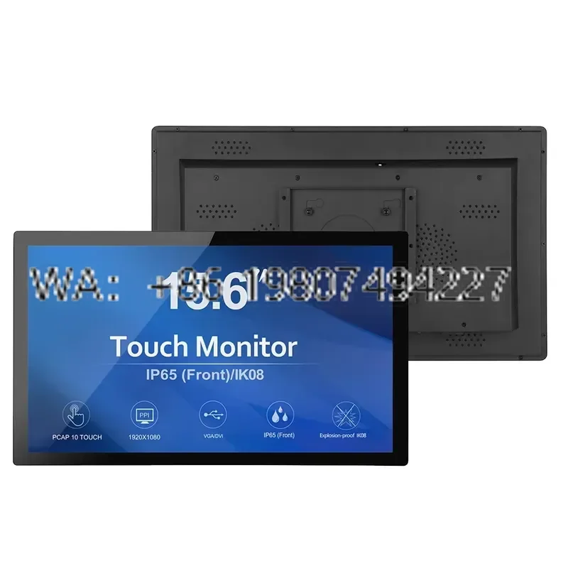 Wall Mounted IP65 Industrial Full HD 15.6 Inch Touch Screen 10 Point Projective Capacitive Touch USB Interface