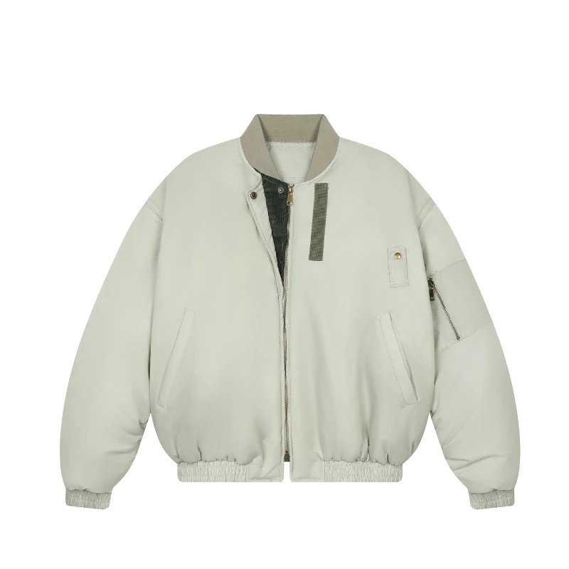 Men Women 2025 Winter New Trendy Loose Warm Jackets Solid Color Thickened Baseball Jacket Pocket Zipper Design Chic Parkas Coats