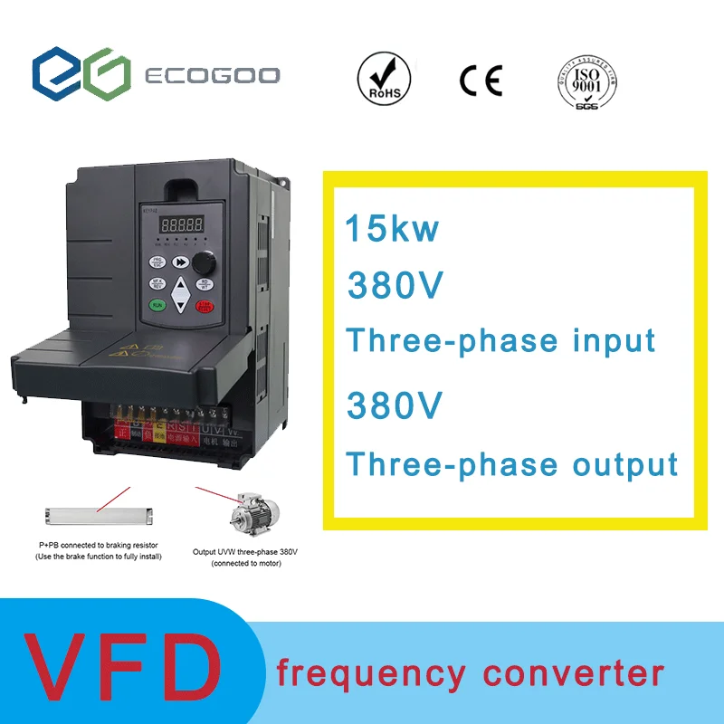 VFD380V three-phase to 380V three-phase 2.2KW/4KW/15KW industrial motor speed controller