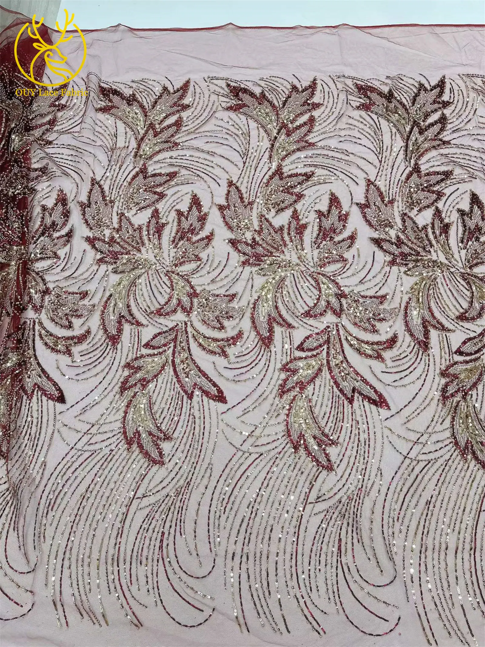 Großhandel Nigerianischer Perlen-Spitzenstoff 2026 Modischer Französischer Afrikanischer Pailletten-Netzstoff für Brautkleider und Partykleider 5 Yards – Detail 20