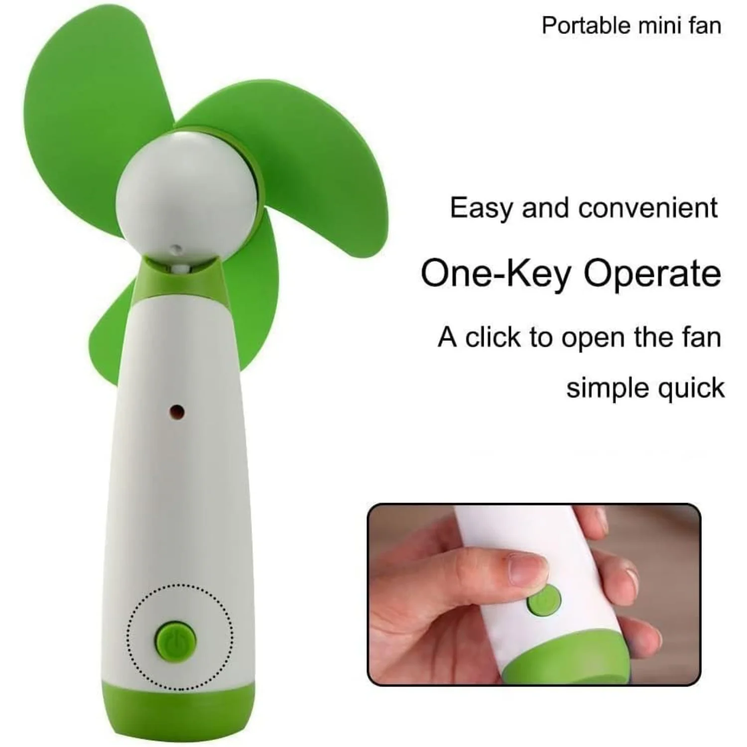 미니 팬 개인용 배터리 구동 여행용 그린 1개