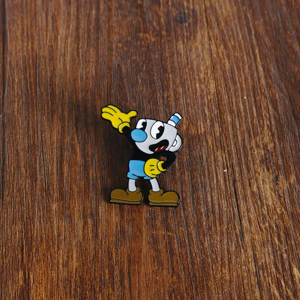 Gra Cuphead odznaka broszka przypinki Cartoon Cuphead rysunek kumpelni modny stop metalu emalia przypinka do klapy Cosplay biżuteria prezent akcesoria