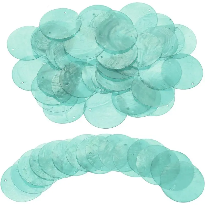 30pc Plastic Wind‑chime Slices Flat Round Shell‑shaped Accessories Colorful Natural Scallop Shell Charms DIY Wind Chime Craft