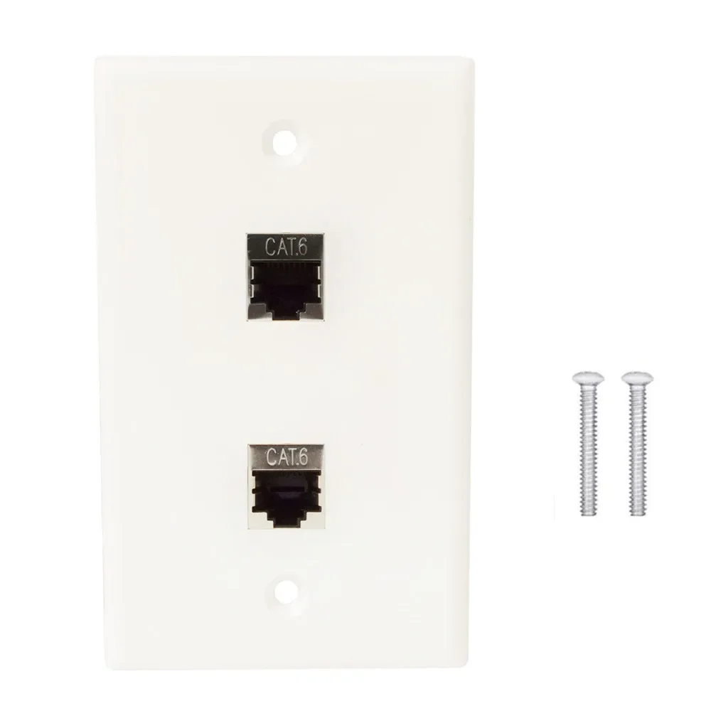 Ethernet Wall Plate, 1-6 Port Port CAT6 Keystone Female to Female Wall Plate-White Face Plate ABS;