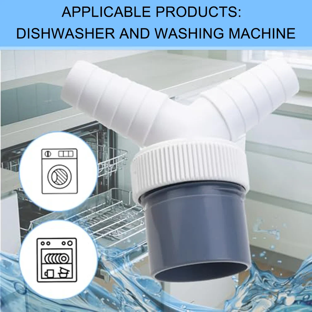 1pcs Dishwasher Washing Machine Drain Adapter Three-way Two-in-one Double Connection Y 1 1/4 Inch 40mm Extension Hose Connector