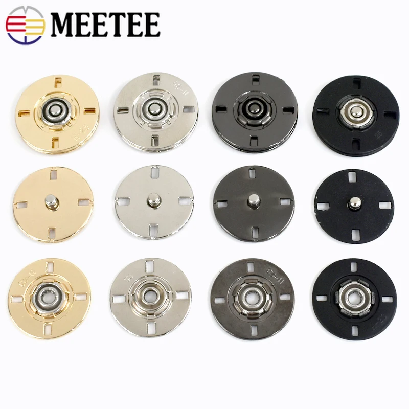 10sets Meetee 10-25mm Metal Snap Buttons for Female Coat Bag Invisible Buckle DIY Clothing Snaps Fastener Sewing Accessory D1-1