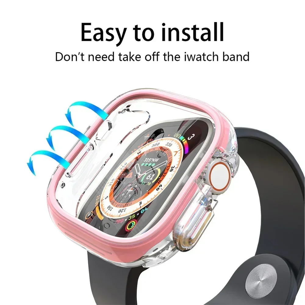 PC+TPU Cover for Apple Watch Ultra Case 49mm 45mm 41mm Smartwatch Screen Protector iWatch series 8 7 6 5 4 SE watch cases 44mm