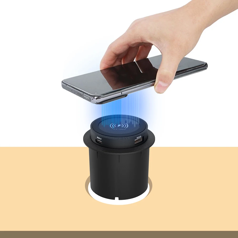 For Camper Truck ATV Boat Car RV Outlet Socket USB Type-C Quick Charge PD 3.0 Embedded Wireless Charger Car Charger 15W