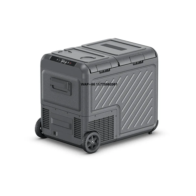 45L Wheeled 12V 24V Car Refrigerator Dual Zone Car Freezer Electric Cooler with Smart Control Panel for Camping Fishing