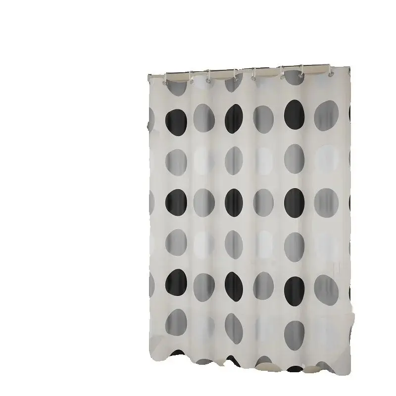 Le rideau de salle de bain minimaliste à pois gris et blanc et le rideau de séparation des toilettes est un incontournable pour les amateurs minimalistes