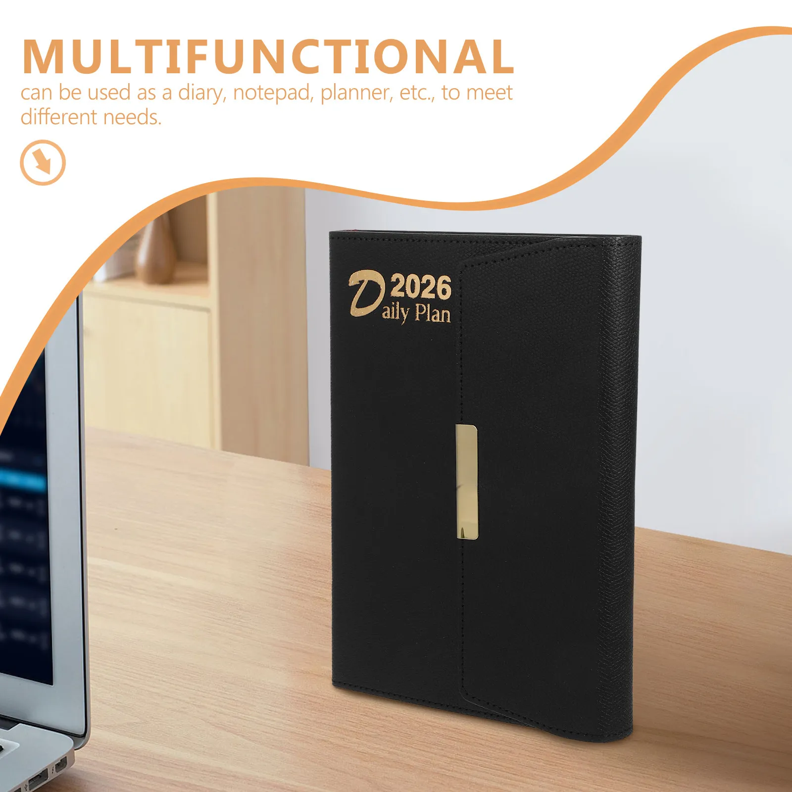A5 Daily Planner 2026 Dated Desk Planner with Monthly Index Ink Resistant Paper Portable Modern Style for Work Study Office