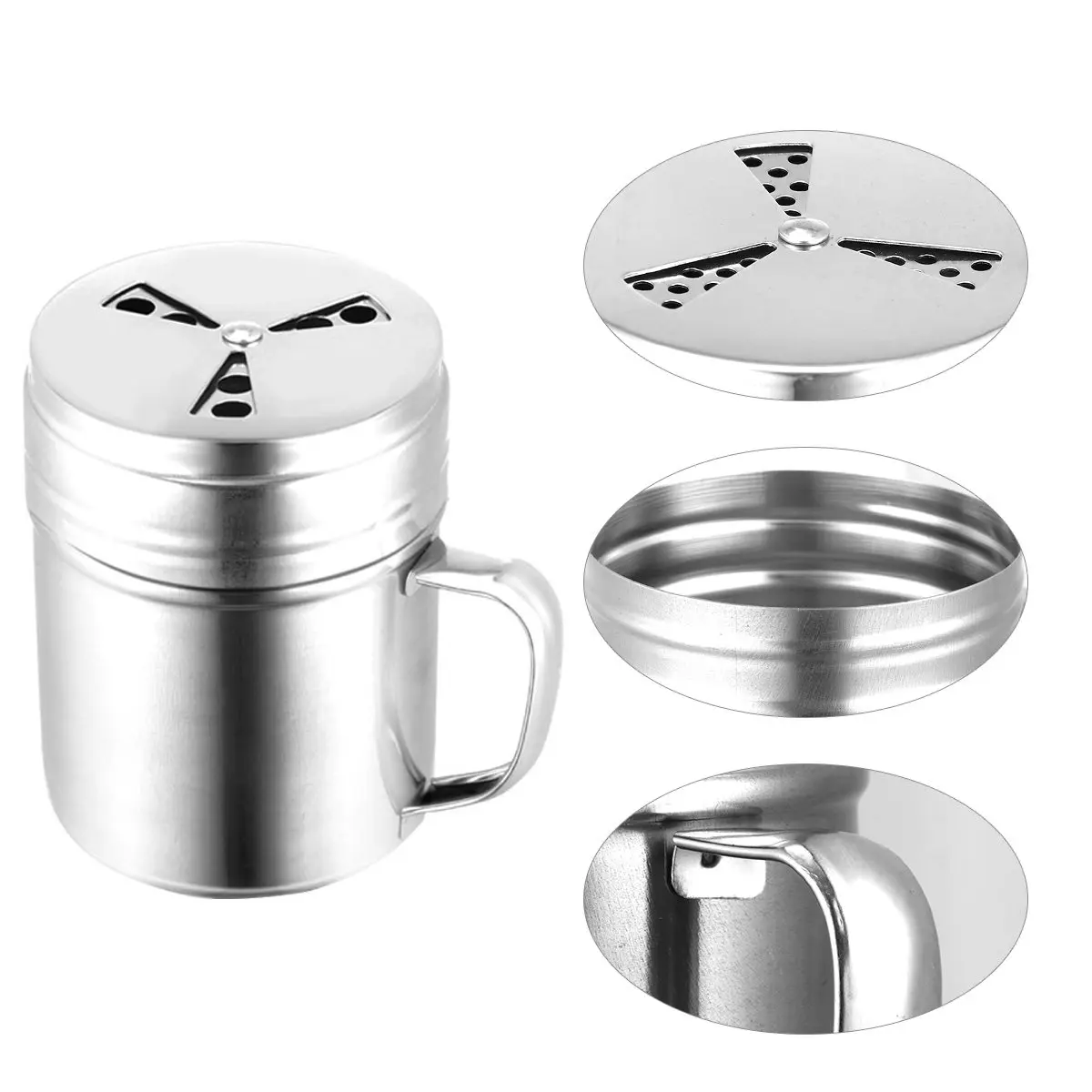 

4 pcs Rustless Seasoning Bottles Set Silver M Rotatable Mesh Holes For Salt Pepper Condiments Outdoor Camping Barbecue Use