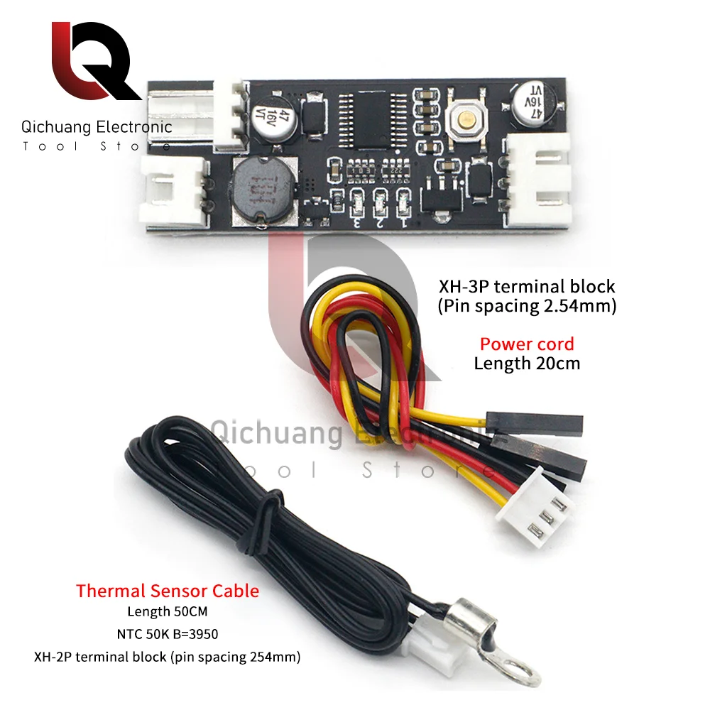 DC12V 0,8A DC ШИМ 2-3 провода регулятор температуры вентилятора регулятор скорости корпус компьютерный модуль шумоподавления NTC B 50K 3950