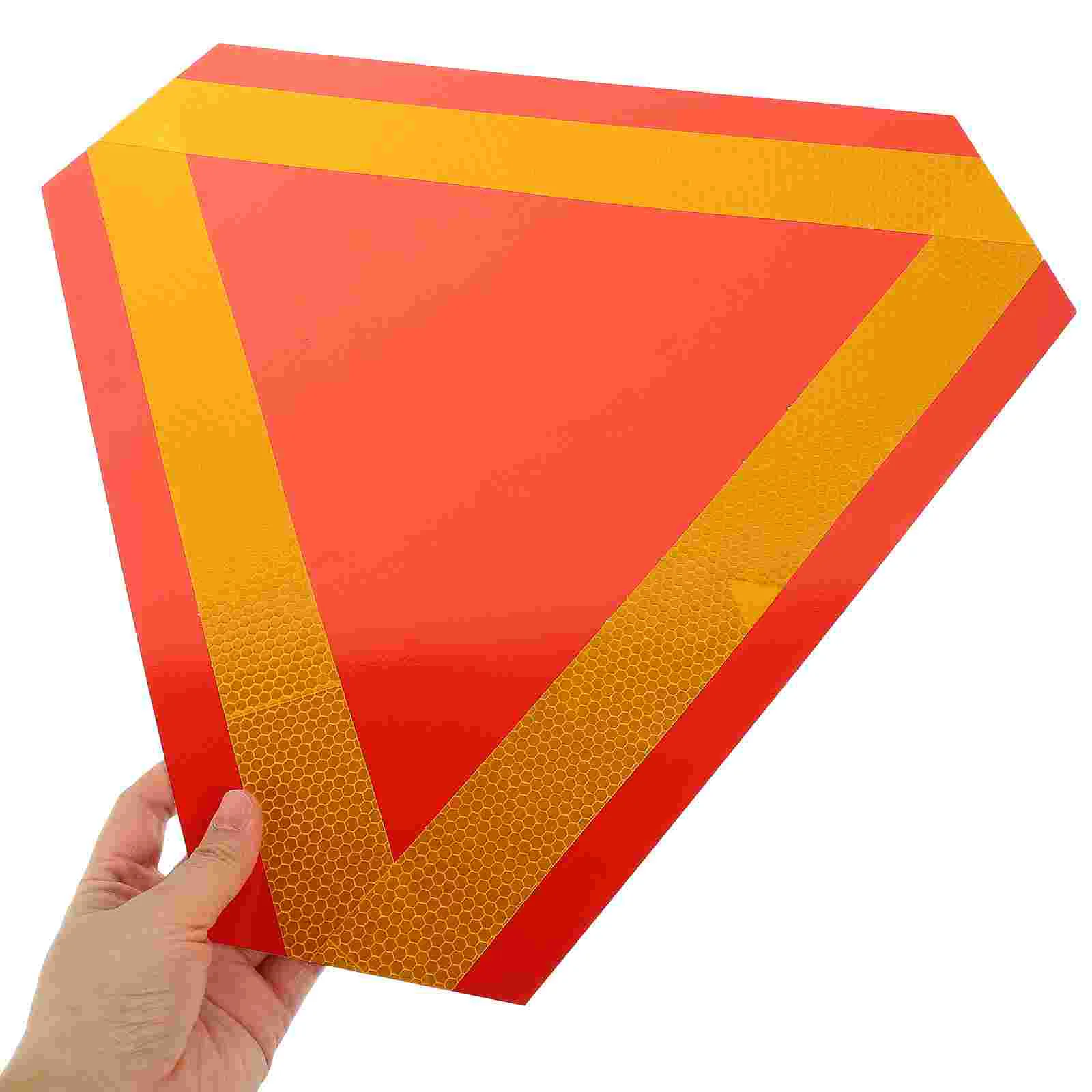 2 Pcs Vehicle Reflective Tailgate Warning Tape Sign Boards Slow Moving Emblems Car Triangle Reflectors Aluminum