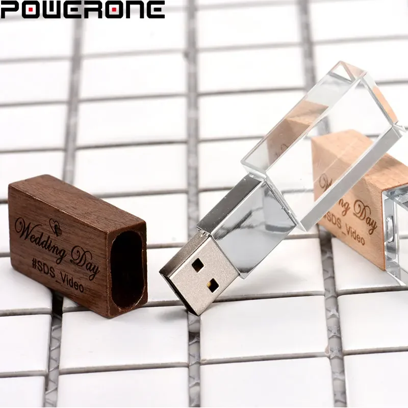 

Free Customer Logo USB Flash Drives 128GB Wooden with Box USB 2.0 Memory Stick 64GB Wood Crystal Pendrive 32GB Pen Drive 16GB