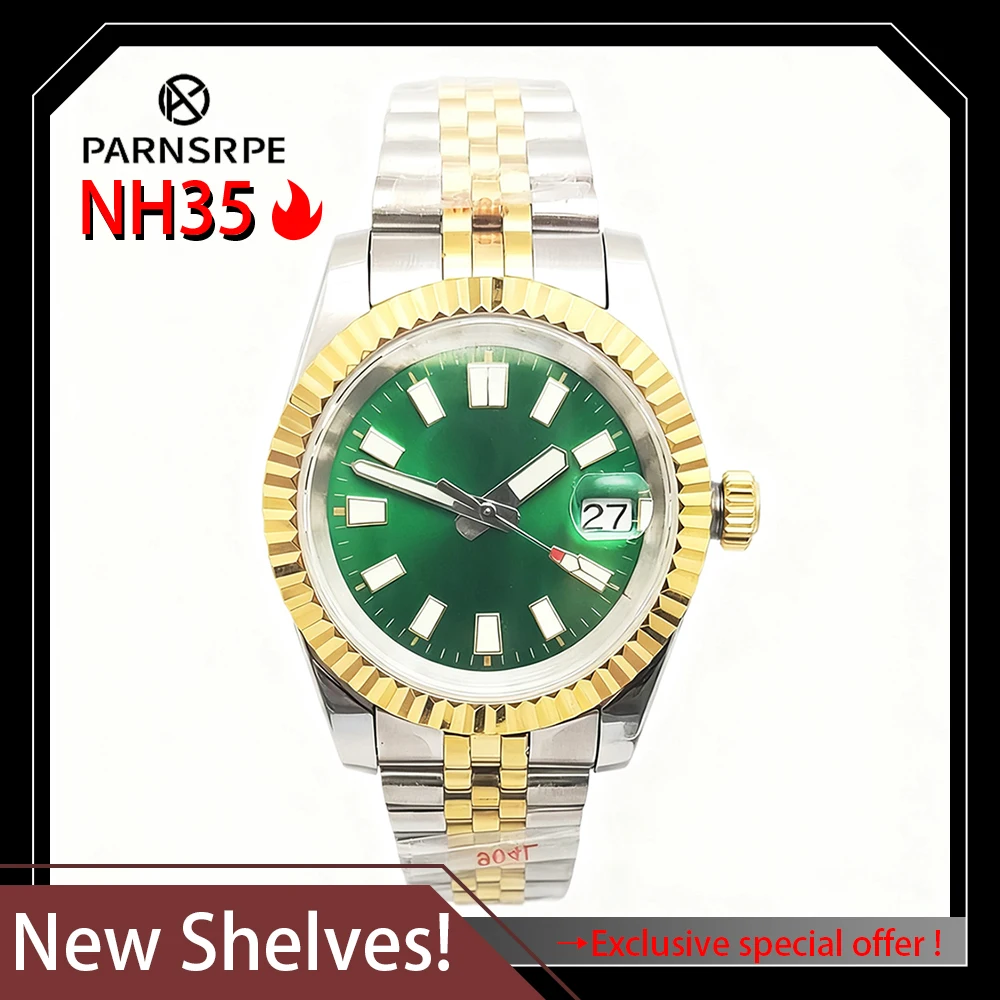 36/39mm Two Tone Gold Jubilee Style Watch, NH35 Automatic Movement, Sapphire Crystal Luminous Dial, High Quality Stainless Steel