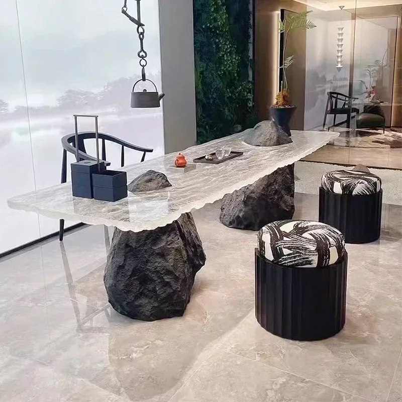 Creative design light luxury transparent resin glacier crystal table art personality special-shaped epoxy resin desk coffee tabl