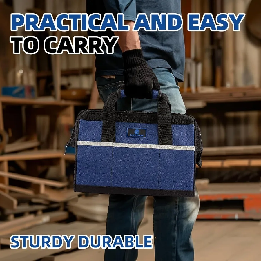 13'' Wide Mouth Tool Bag for Efficient Tool Storage in Workshops and Construction Sites Heavy Duty Design with Waterproof Prote