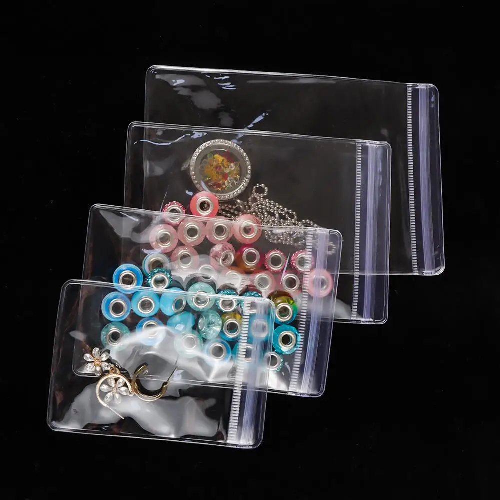 100 Stück PVC selbstdichtende Kunststoff-Schmuck-Druckverschlussbeutel, wiederverschließbar, dick, transparent, mit Druckverschluss, Geschenkverpackung, Aufbewahrungsbeutel