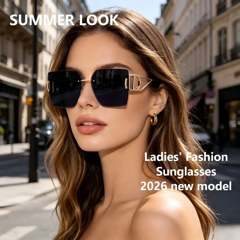 

Summer Look Trendy Rimless Square Sunglasses Women Metal Frame UV400 Anti-UV Driving Eyewear