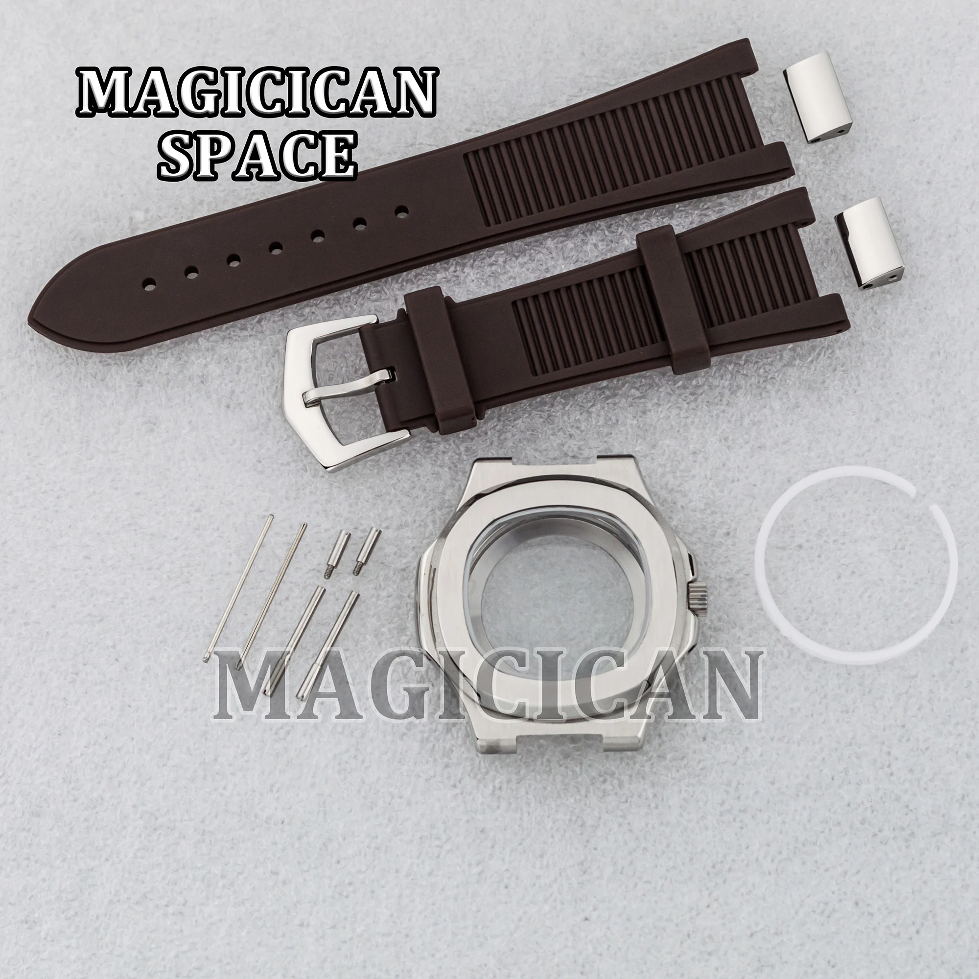 NH35 Watch Case Rubber Strap Sapphire Crystal 10ATM Waterproof 41mm Case for Nautilus Watch Mod Parts fit NH35/NH36 Movement