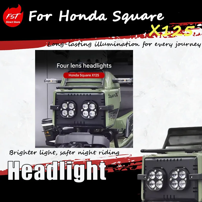 

Специальная модифицированная четырехлинзовая фара для SquareX125, включая светодиодные линзы высокой яркости и комплектующие для ламп.